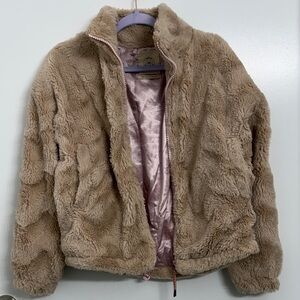 Urban Outfitters Pink Fluffy Teddy Jacket with Satin Lining Size M